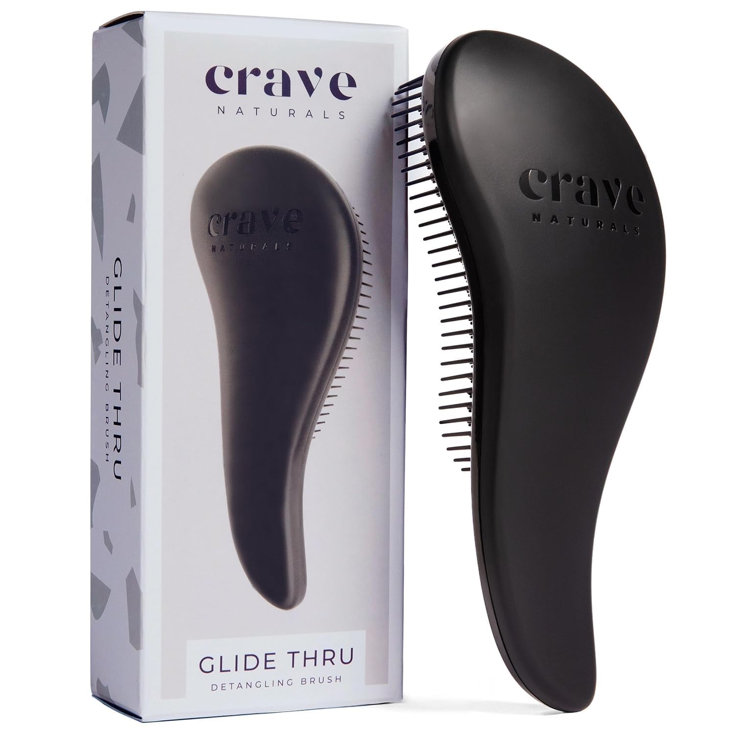 Crave Naturals Glide Thru Hair Brush - Detangler Brush for Curly, Straight, Wet or Dry Hair - Gentle Detangling Brushes for Adults, Kids, Toddlers - Hair Accessories for Women, 7.5x3" - Pink