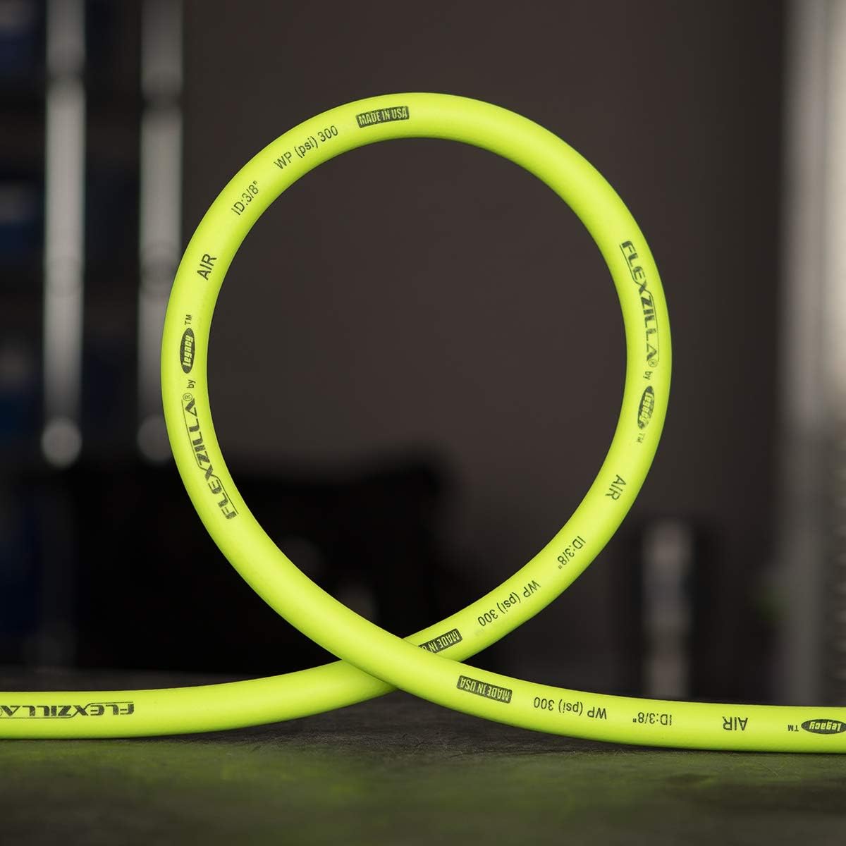 Flexzilla Air Hose, 3/8 in. x 50 ft., 3/8 in. MNPT Fittings, Heavy Duty, Lightweight, Hybrid, ZillaGreen - HFZ3850YW3