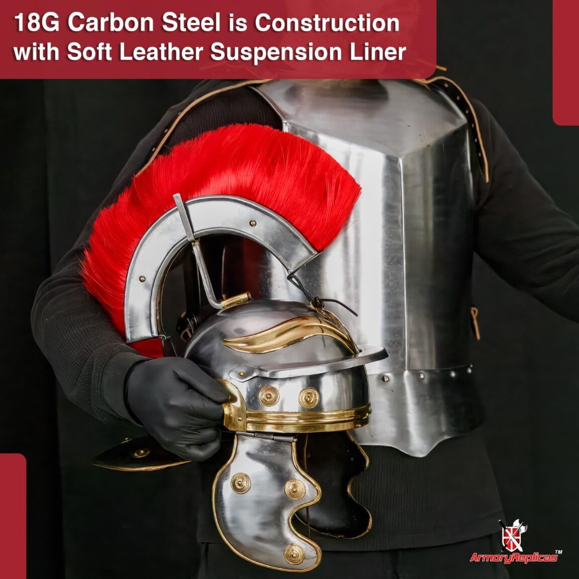 Armory Replicas Maximus Roman Gladiator Blackened 18g Helmet