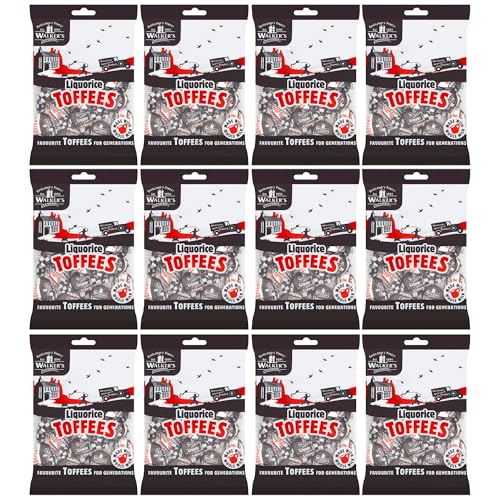 Walkers Nonsuch Liquorice Toffees Bag 5.29 Oz (Pack of 12) – Black Licorice Candy, British Chewy Toffee Candy, Old Fashioned Sweets