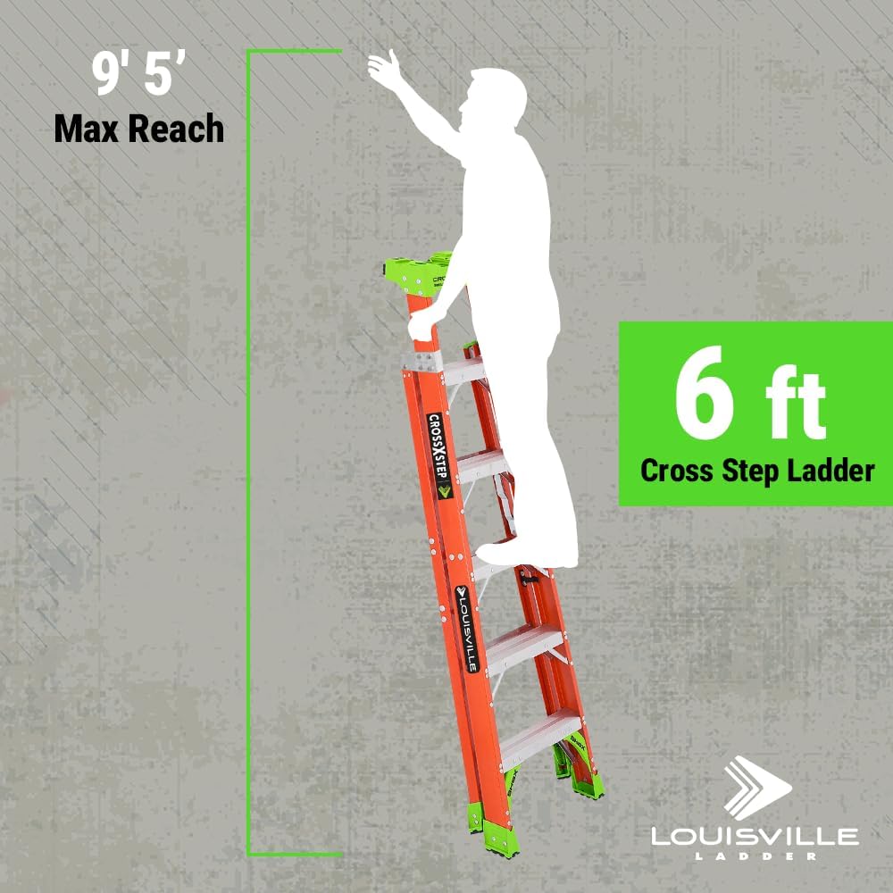 Louisville Ladder 4-foot Fiberglass Cross Step Ladder, 300-Pound Load Capacity, Type IA, FXS1504