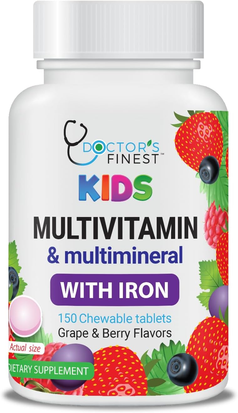 Lifeable Multivitamin & Multimineral with Iron Chewables for Kids – Vegetarian – Gluten Free Vegetarian – Great Tasting - Natural Flavored