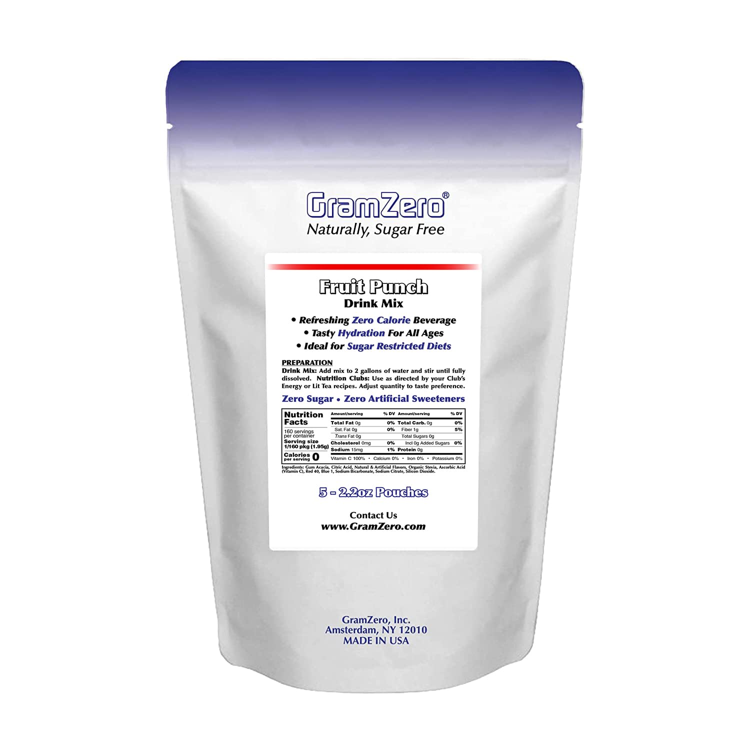 GramZero Grape Sugar Free Drink Mix Sports Pack, Great For Nutrition Club Loaded Teas, Zero Calorie, Stevia Sweetened
