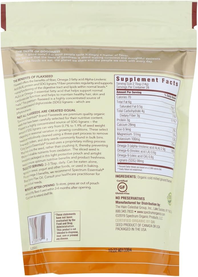 Spectrum Essentials - Organic Ground Premium Flaxseed - 14 oz (pack of 2)