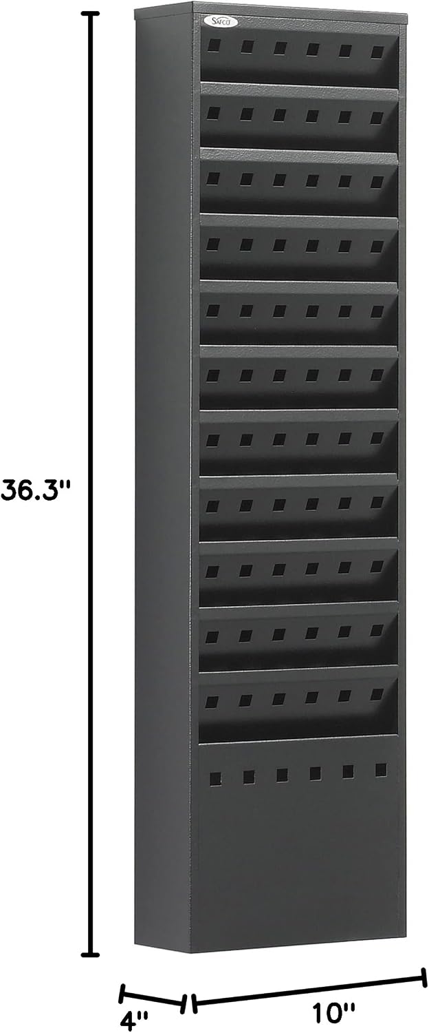 Safco 4321BL Steel Magazine Rack, 11 Pockets - Durable Wall Mounted Black Steel Construction with Optional Base - Perfect Office or School Resource Solution