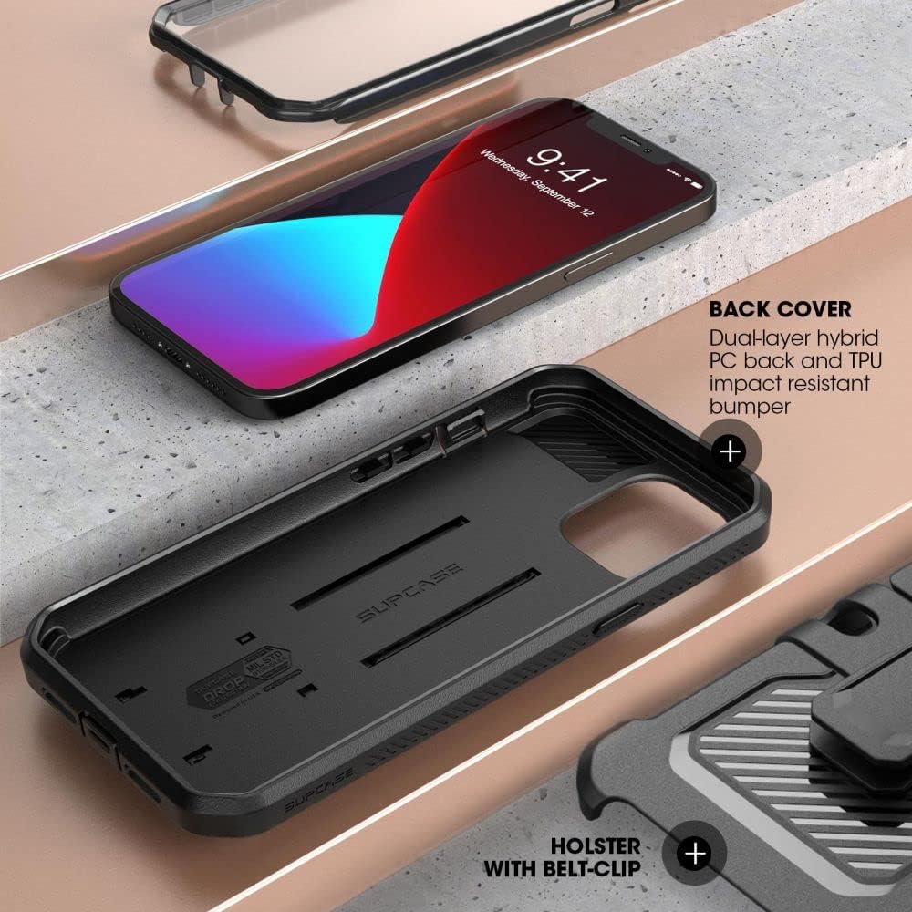SUPCASE for iPhone 12 Mini Case (5.4 inch) with Screen Protector, Cerulean