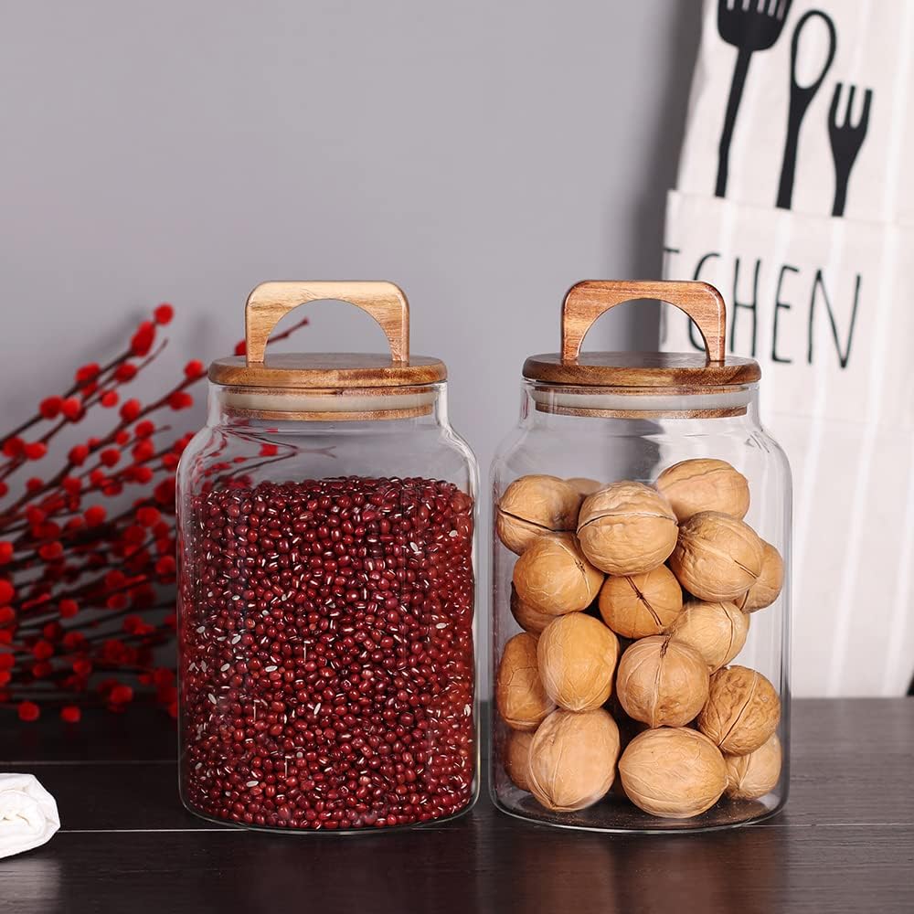 SAIOOL Egg Jar,kitchen canister， 1 Gallon Large Glass Food Storage Jars with Airtight Lid, Clear