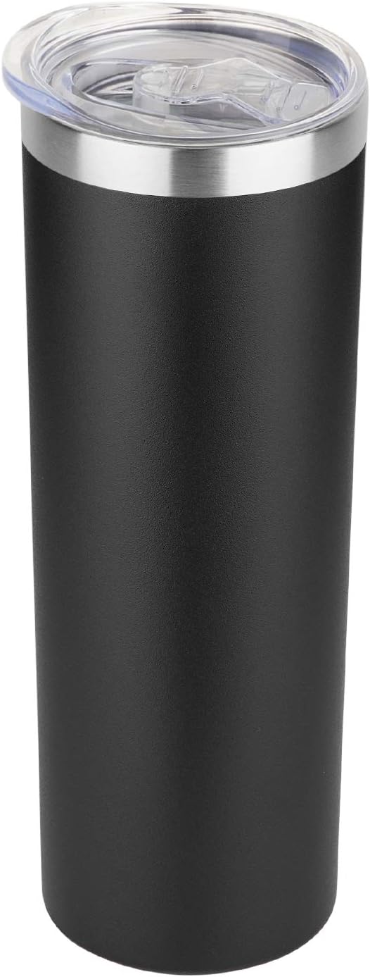 HASLE OUTFITTERS 20 oz Skinny Tumblers Bulk Set, Stainless Steel Insulated Slim Tumblers with Lids, Reusable Double Wall Travel Coffee Mugs