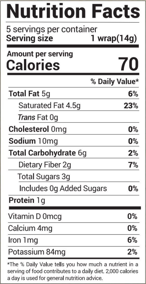 NUCO Organic Coconut Wraps, Cinnamon - Gluten Free, Low Carb, Vegan, 5 Ct | Paleo, Non-GMO, Dairy-free, Kosher, No Salt Added, Yeast-free