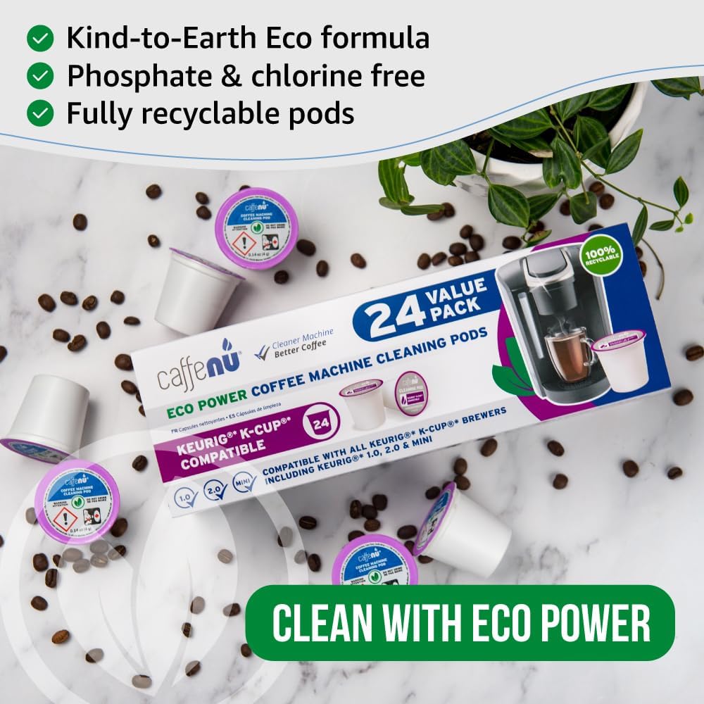 Caffenu Keurig Compatible Cleaning Rinse Pods, 8-Pod Cleaner Kit