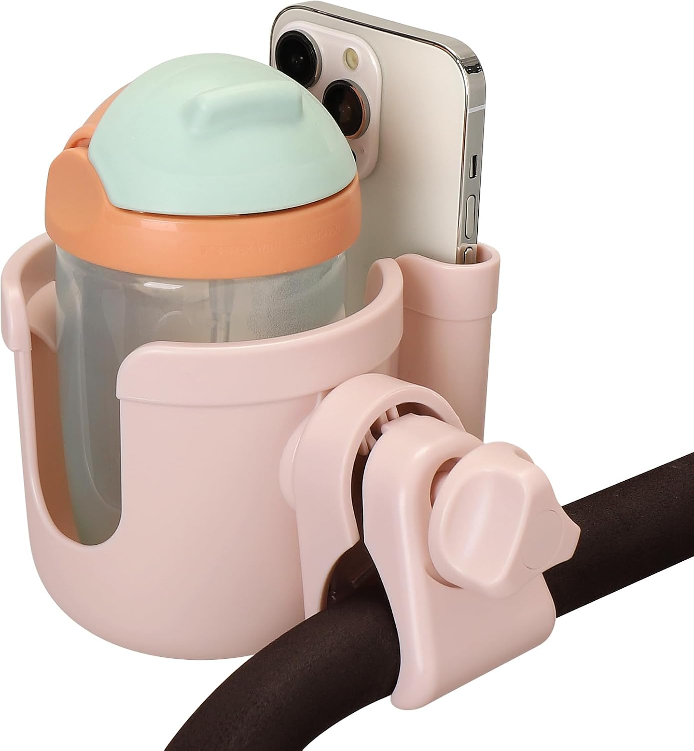 Accmor Stroller Cup Holder with Phone Holder, Bike Cup Holder, Universal Cup Holder for Uppababy Nuna Strollers, 2-in-1 Drinks Holder for Walker
