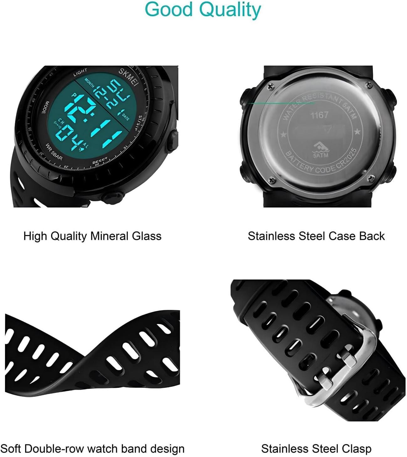 LYMFHCH Men's Digital Watch, Sports Waterproof Military Watches for Men LED Casual Stopwatch Alarm Tactical Army Watch