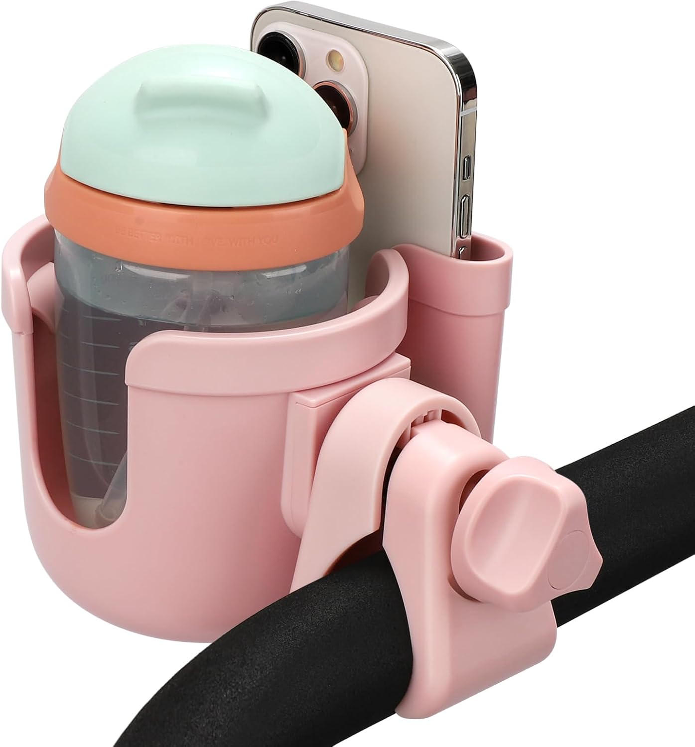 Accmor Stroller Cup Holder with Phone Holder, Bike Cup Holder, Universal Cup Holder for Uppababy Nuna Strollers, 2-in-1 Drinks Holder for Walker