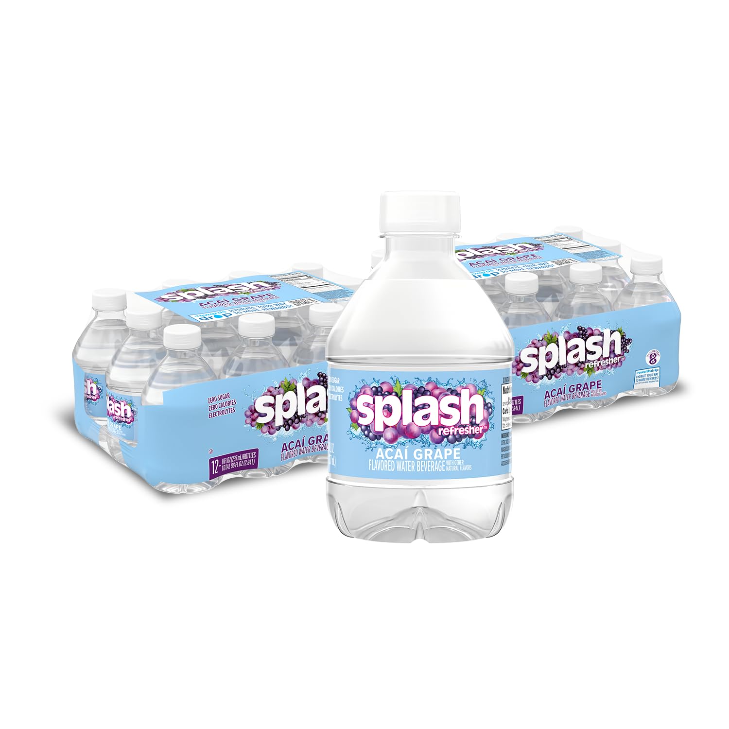 SPLASH REFRESHER Flavored Water Bottles, Mandarin Orange - 6 Pack | Refreshing Flavored Bottled Water with Electrolytes - Zero Sugar & Zero Calories - 16.9 Fl Oz