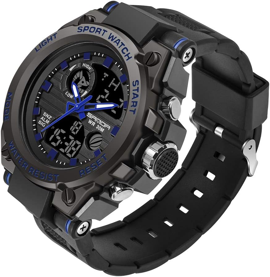 KXAITO Men's Watches Sports Outdoor Waterproof Military Watch Date Multi Function Tactics LED Alarm Stopwatch