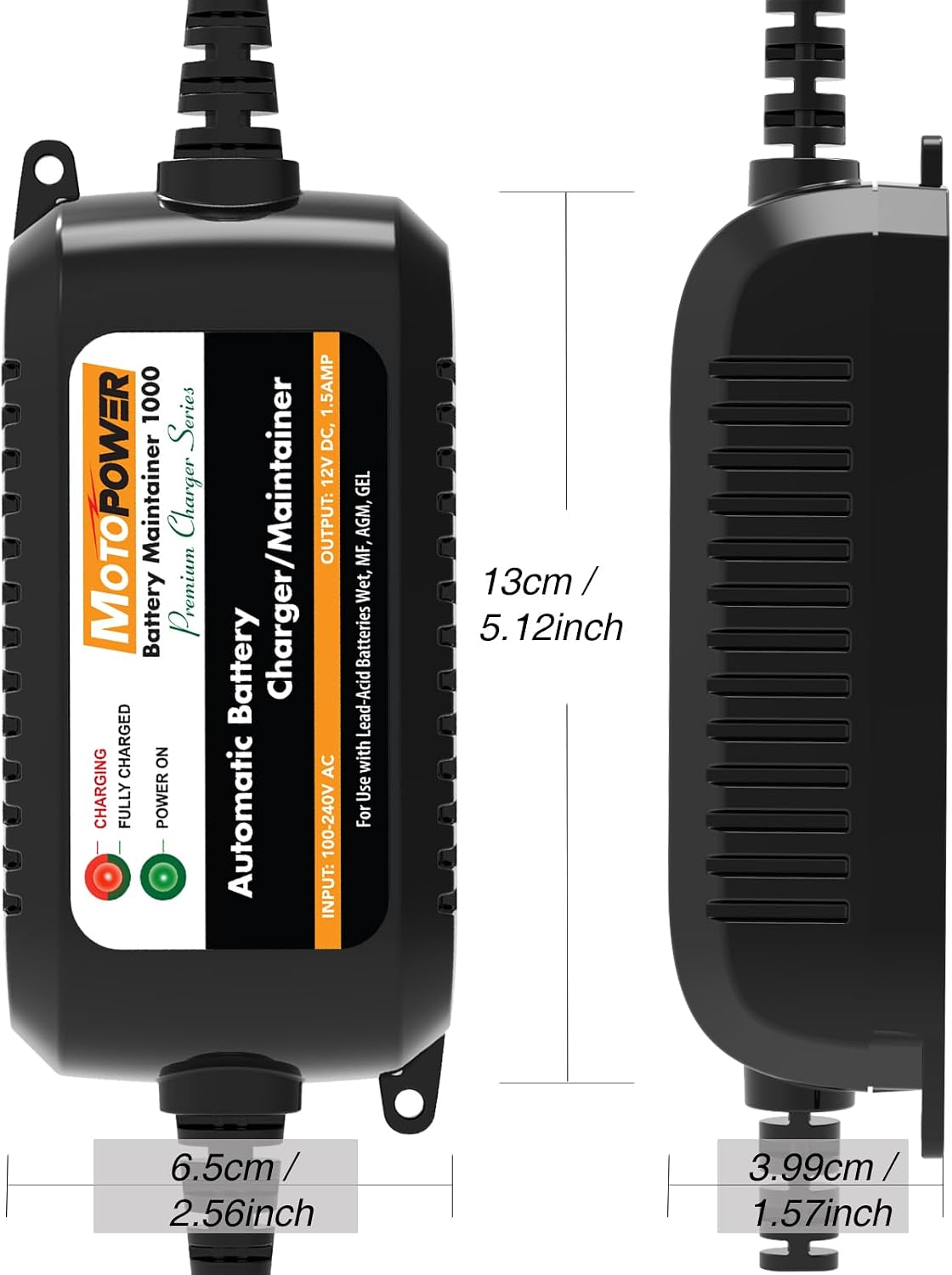 MOTOPOWER MP00206A 12V 1.5Amp Automatic Battery Charger, Battery Maintainer for Cars, Motorcycles, ATVs, RVs, Powersports, Boat and More