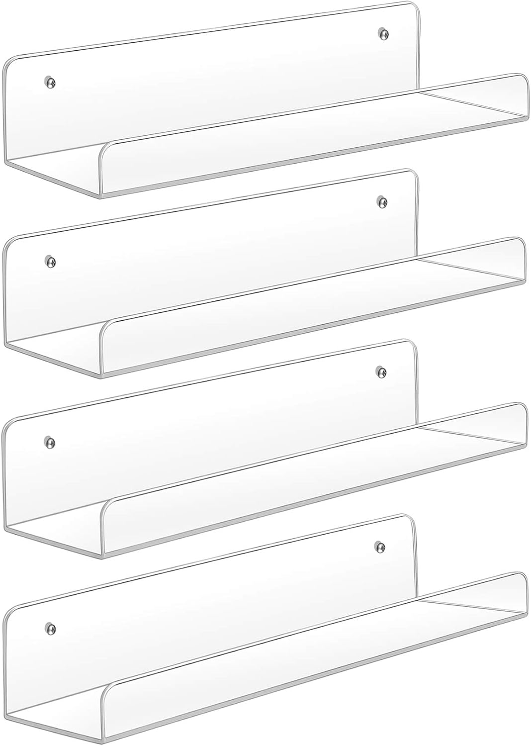 Sooyee Acrylic Shelves, 2 Pack 15 Inch Floating Wall Shelves, Funko Pop Display Shelf, Invisible Kids Book Shelf, Picture Ledge Shelf Decor