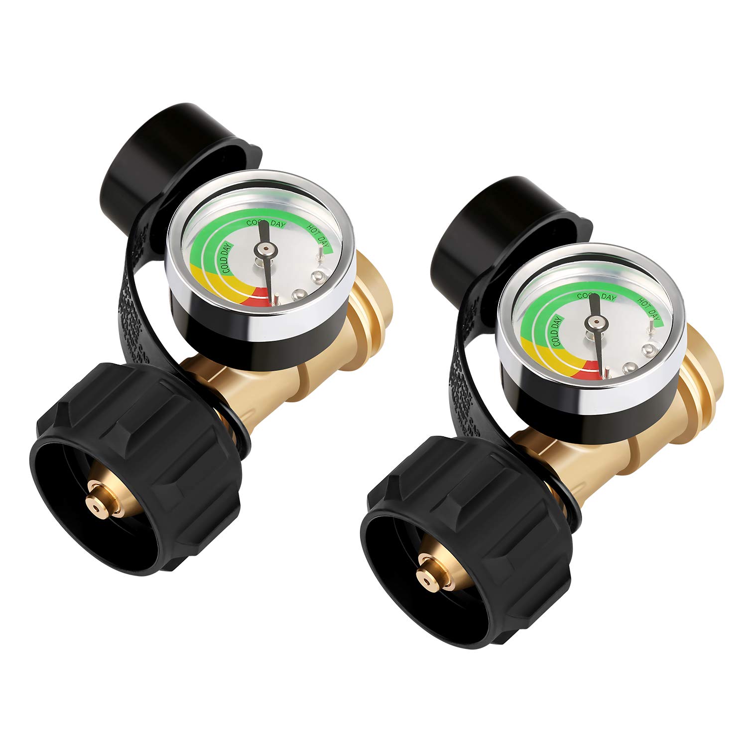 WADEO Propane Tank Gauge with Leak Detector 2Pack, Universal Level Indicator for 5-40lb Propane Tanks, Perfect for RV Camper, Propane Grills