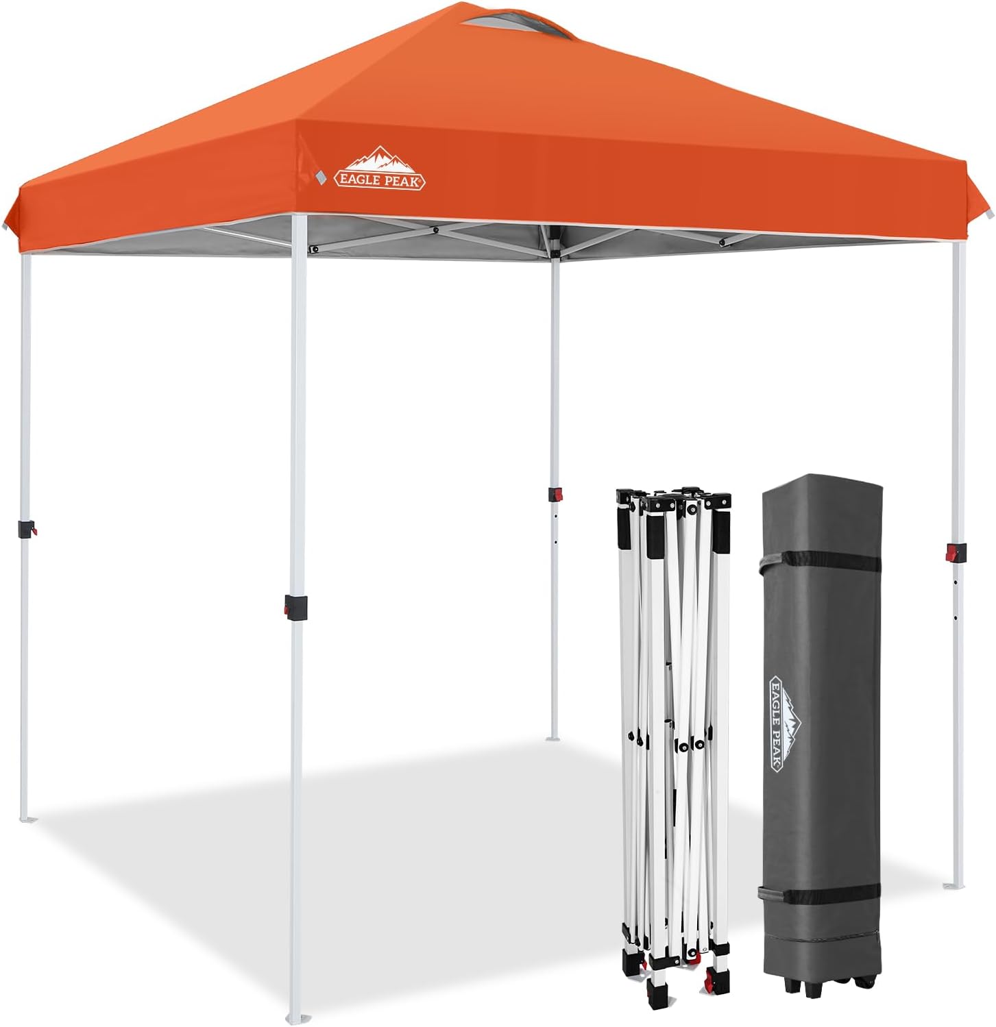EAGLE PEAK 10x10 Pop Up Canopy Tent Easy Up Canopy Outdoor, White | Patented PeakPush™ Center Lock, 1 Person Setup Portable Pop Up Tent, Beach, Markets, Camping Sport Events, Wheeled Carry Bag