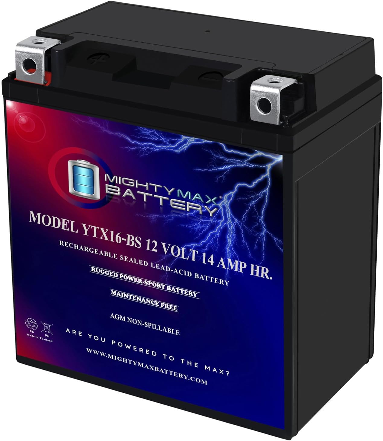 Mighty Max Battery YTX14-BS - 12 Volt 12 AH, 200 CCA, Rechargeable Maintenance Free SLA AGM Motorcycle Battery