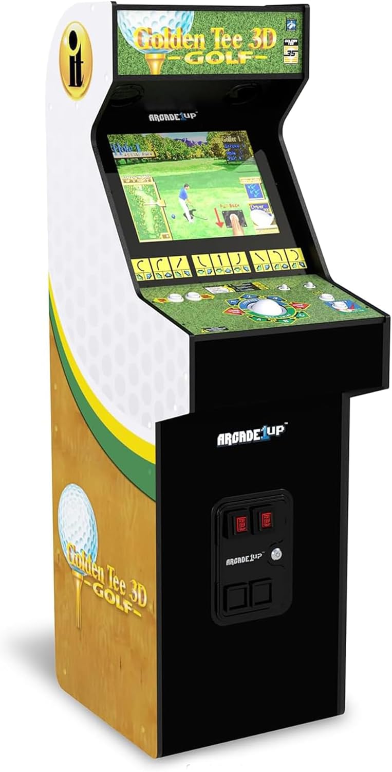 Arcade1Up Golden Tee 3D Deluxe Home Arcade, 8 Golf + Bowling Games | Over 5-Foot Video Game Machine with Trackball Controller