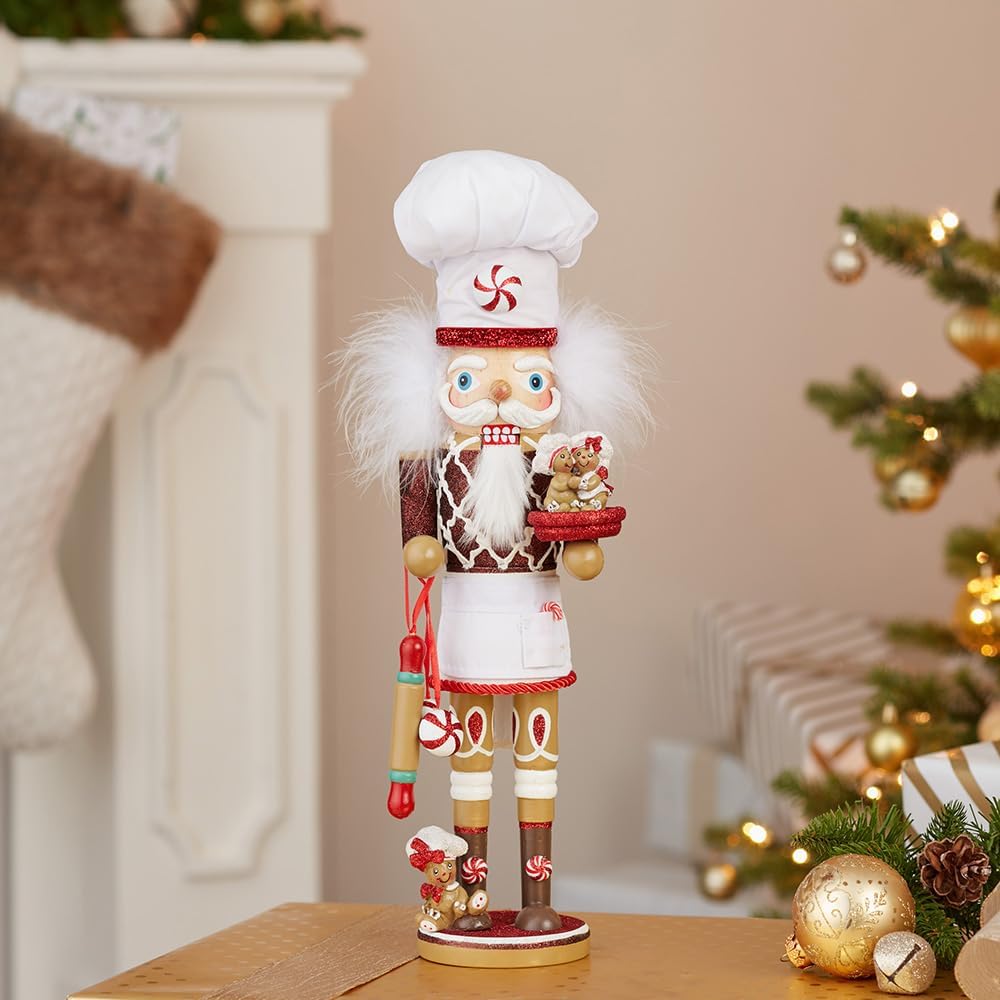 Kurt Adler 15.5-Inch Hollywood™ Gingerbread Chef Nutcracker | Free Standing Wooden Holiday Decoration