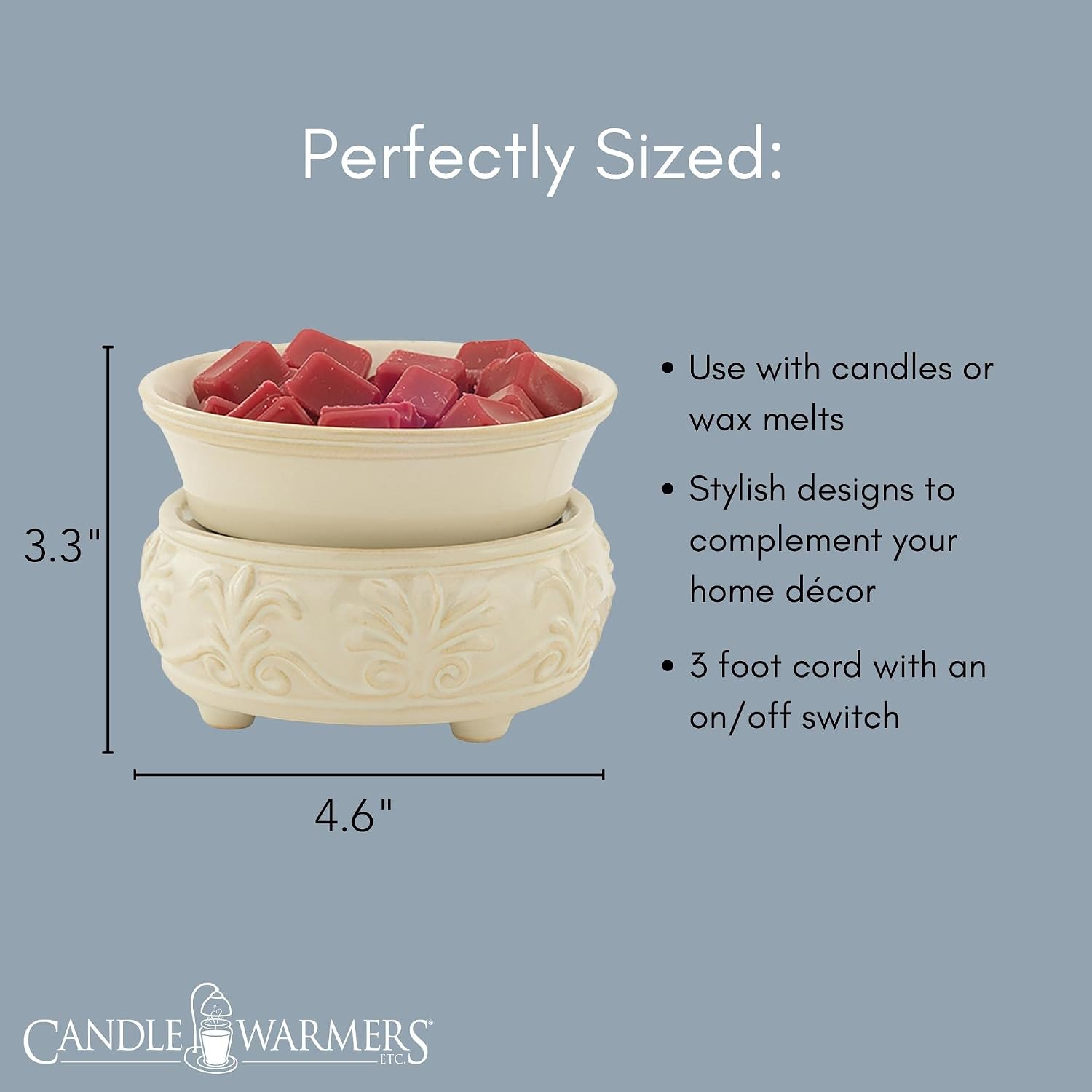 Candle Warmers ETC 2-in-1 Candle and Fragrance Warmer for Warming Scented Candles or Wax Melts and Tarts with to Freshen Room, Midas