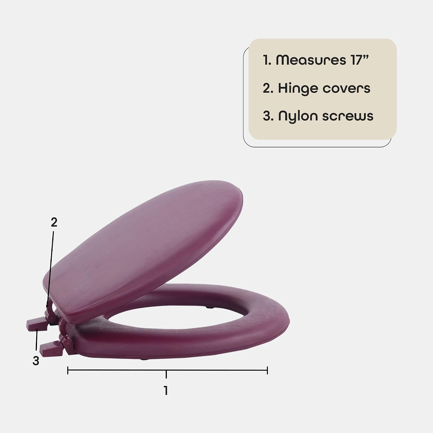 Soft Elongated Vinyl Toilet Seat, Black - 19 Inch Soft Vinyl Cover with Comfort Foam Cushioning - Fits All Elongated Size Fixtures - Easy to Install Fantasia by Achim Home Decor