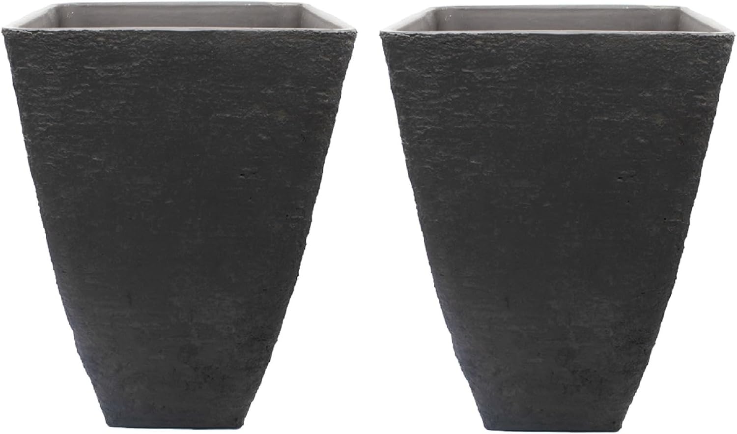 The HC Companies Tahoe Tall Square Planter - Weather-Resistant Indoor & Outdoor Plant Pot - Premium Decorative Planter Made from Crushed Stone Resin (23”H, White Birch, Pack of 1)