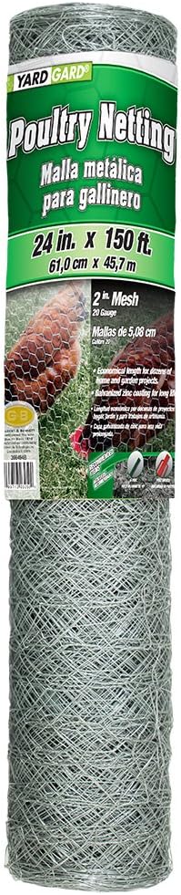 YARDGARD 2 Inch Poultry Netting, Chicken Wire Fence, 20 Gauge Galvanized Steel, Rabbit Fencing, Bird Enclosures, Garden Protection and Plant Support