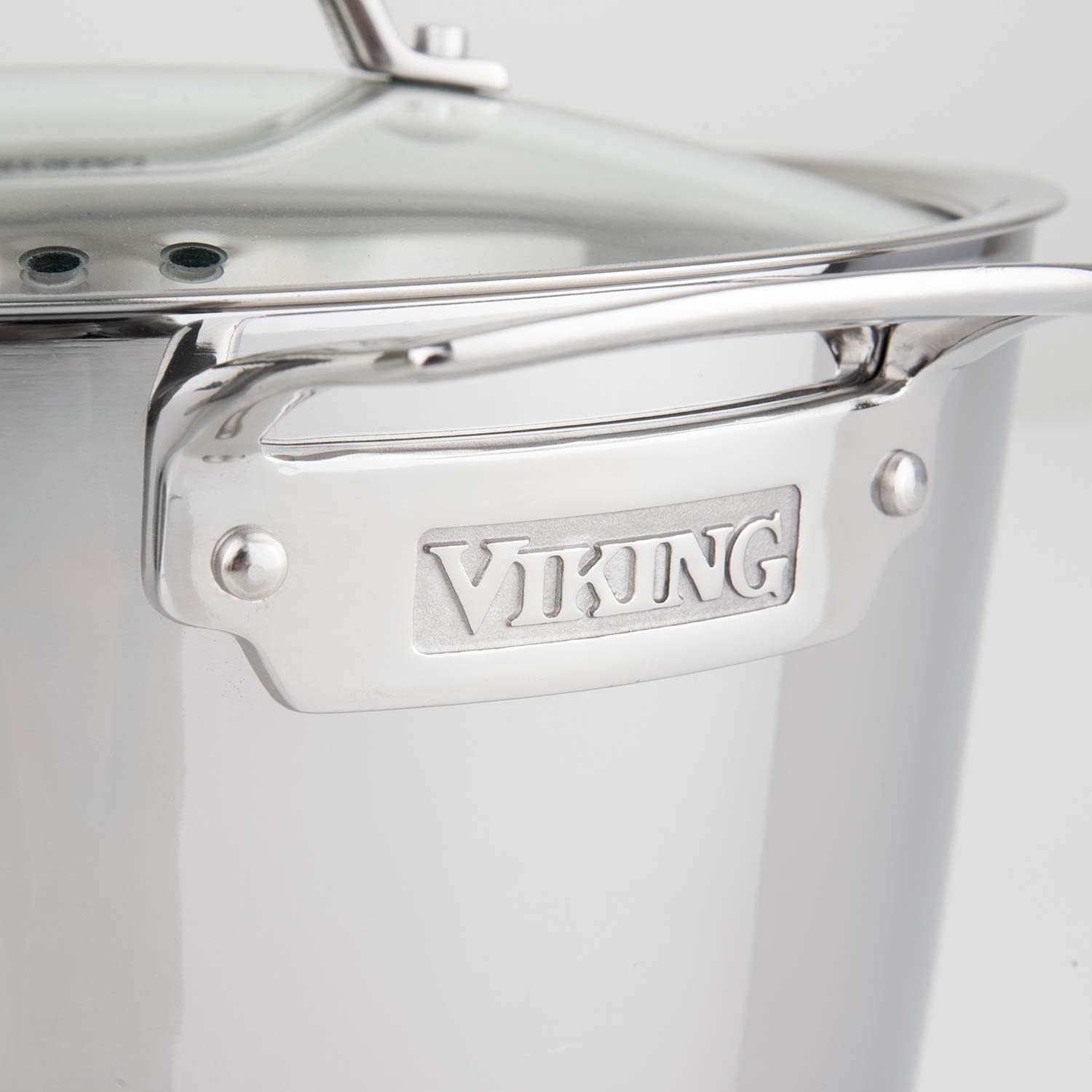 Viking Contemporary 3-Ply Dutch Oven, 5.2 Quart Stainless Steel Cookware Pot with Glass Lid, Dishwasher and Oven Safe, Induction Ready, Silver