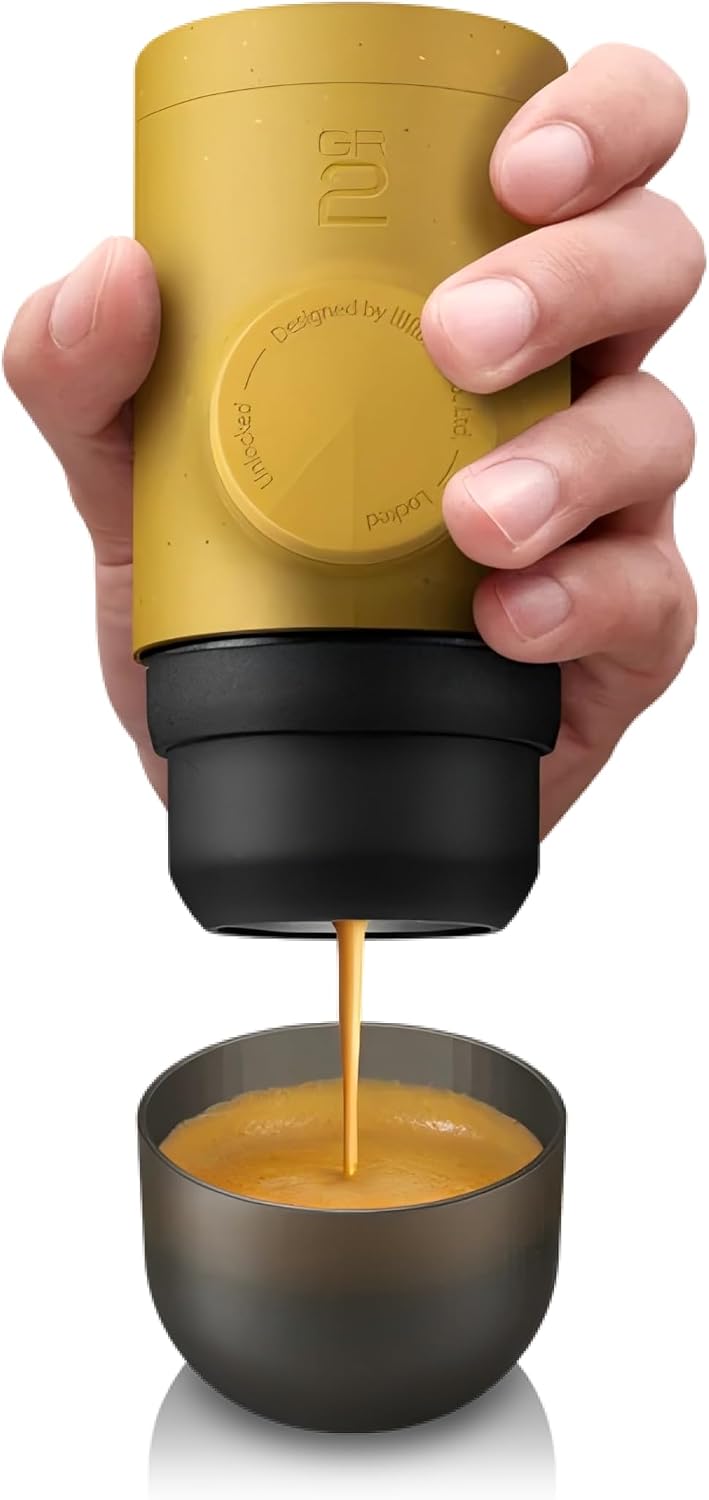 Wacaco Minipresso GR, Portable Espresso Machine, Compatible Ground Coffee, Hand Coffee Maker, Travel Gadgets, Manually Operated, Perfect for Camping, Hiking