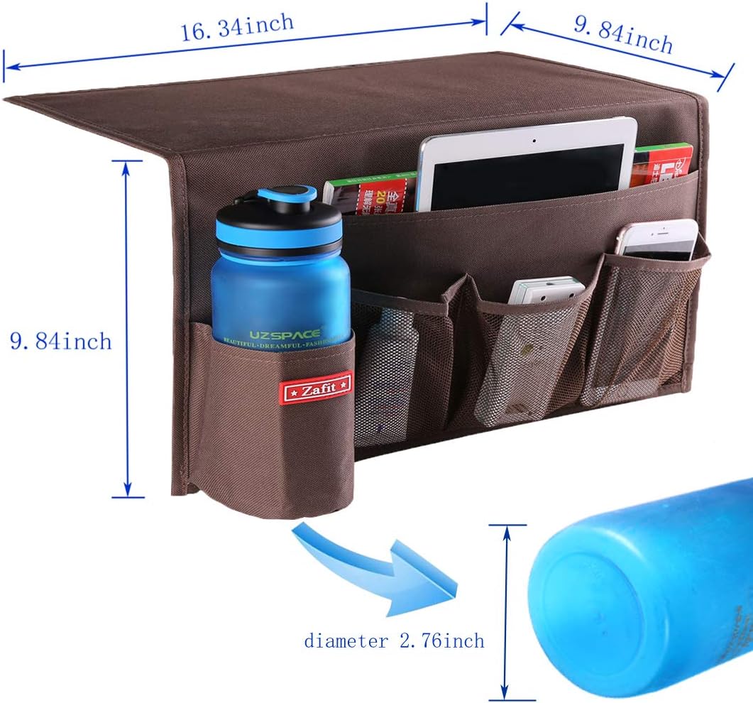 Zafit Bedside Storage Organizer, Table Cabinet Bedside Organizer Caddy for Remotes Phone Glasses (Classic 4 Pockets-Grey)