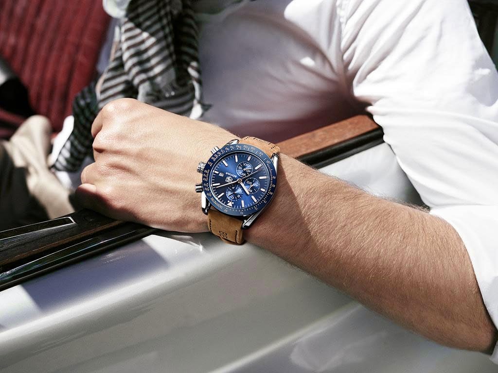 BENYAR Watch for Men Analog Quartz Chronograph Waterproof Luminous Designer Mens Wrist Watches Business Work Sport Casual Dress Watch with Silicone Strap Elegant Gifts for Men