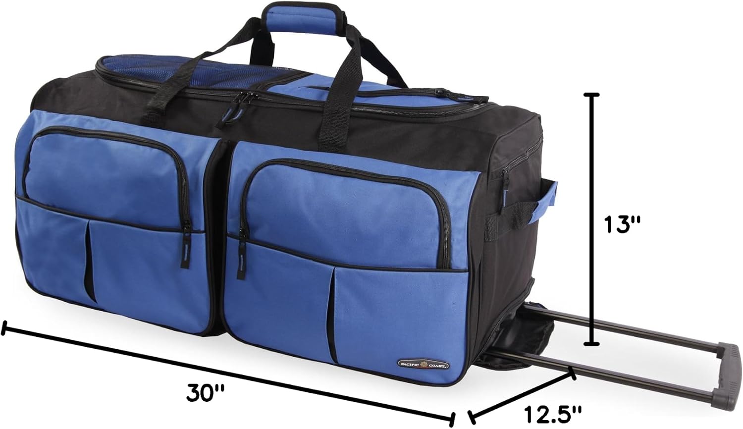 Pacific Coast Unisex 30" Large Rolling Duffel Bag, Red, One Size