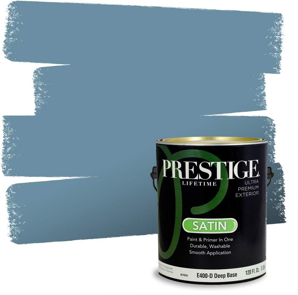 Prestige Paints E400-P-SW6506 Exterior Paint and Primer in One, 1-Gallon, Satin, Comparable Match of Sherwin Williams Vast, 1 Gallon, SW45-Vast Sky