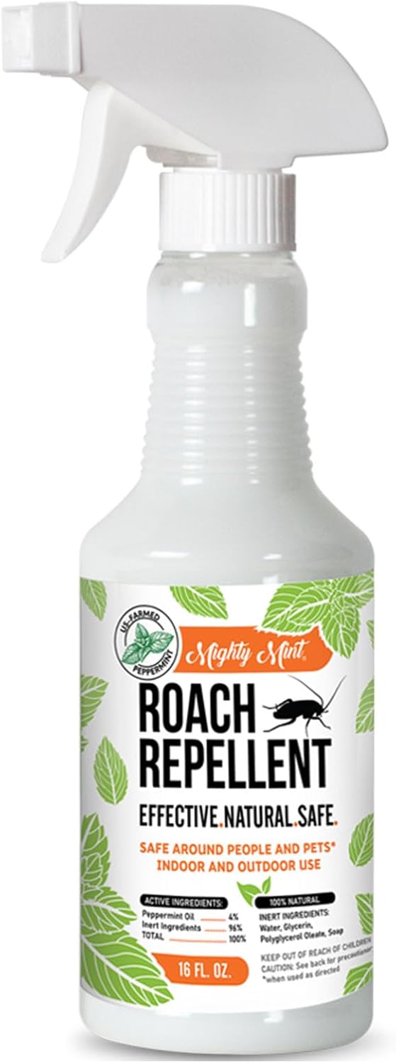 Mighty Mint Peppermint Oil Roach Repellent Spray, 16 oz | Natural Cockroach Killer, Indoor and Outdoor Use, Plant-Based Insect and Pest Control
