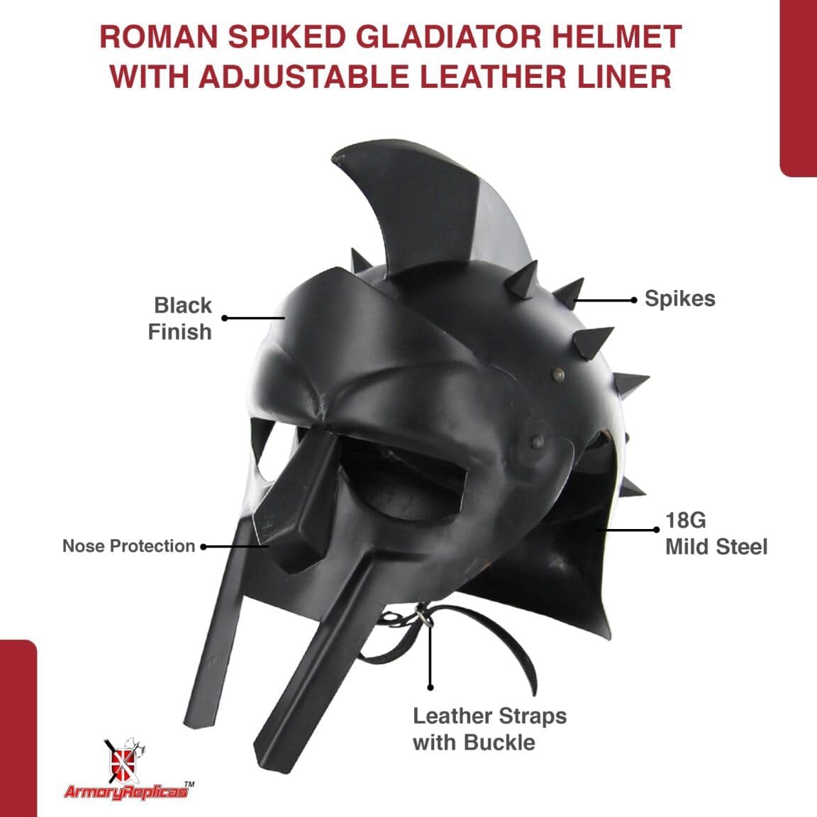 Armory Replicas Maximus Roman Gladiator Blackened 18g Helmet