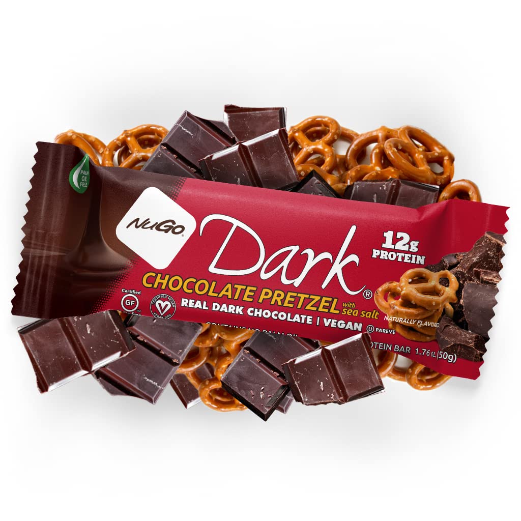 NuGo Dark, Mint Chocolate Chip, 13g Vegan Protein Bar, Gluten Free, 24 CT