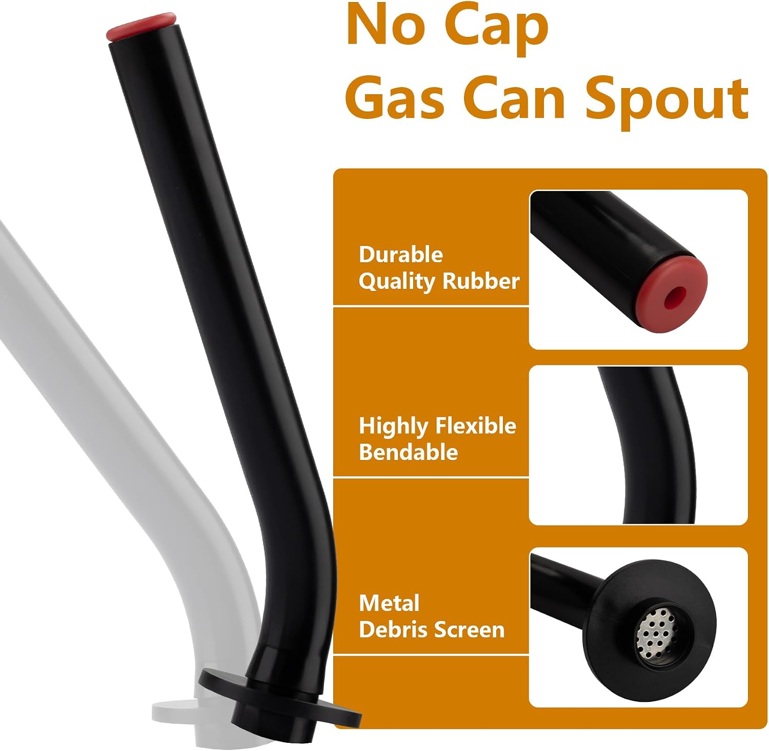 1-Pack No Cap Gas Can Spout with Rubber Stopper Compatible with Eagle and Jerry Cans 1.5, Missing Cap Gas Can Replacement Spouts