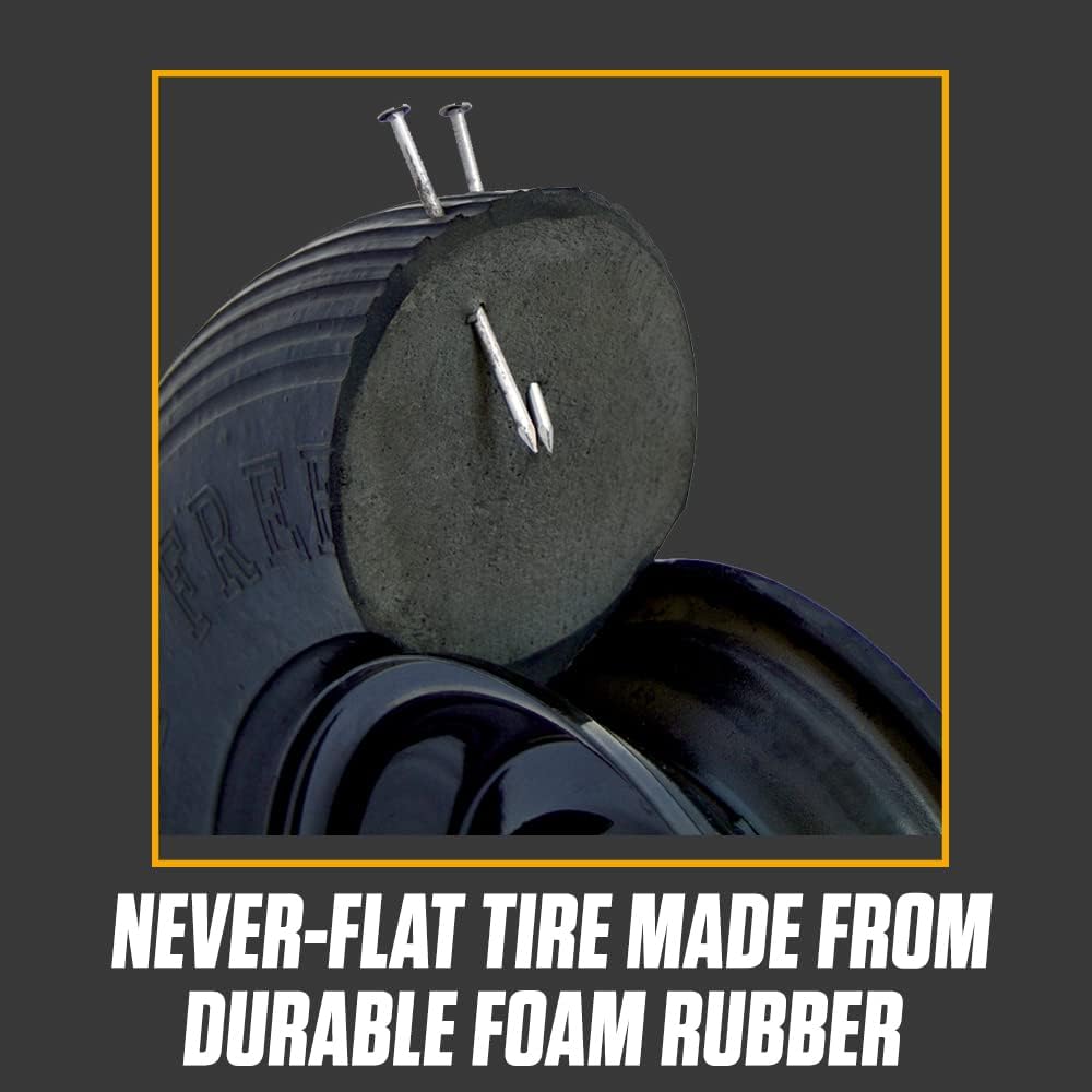 True Temper FFTCC 8 in. Hub Never Flat Wheelbarrow Tire with Ribbed Tread, 8-Inch,Black