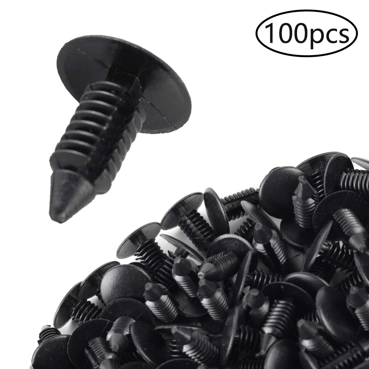 AUTOKAY 100Pcs 8mm Bumper Clips Auto Car Hole Plastic Rivets Fastener