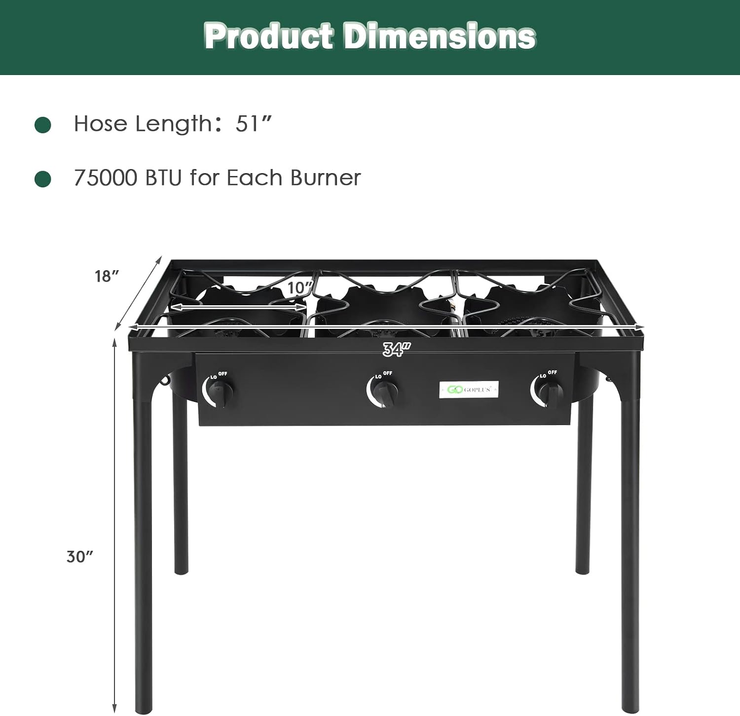 Goplus Outdoor Camping Stove, Dual Burner Propane Gas Cooker