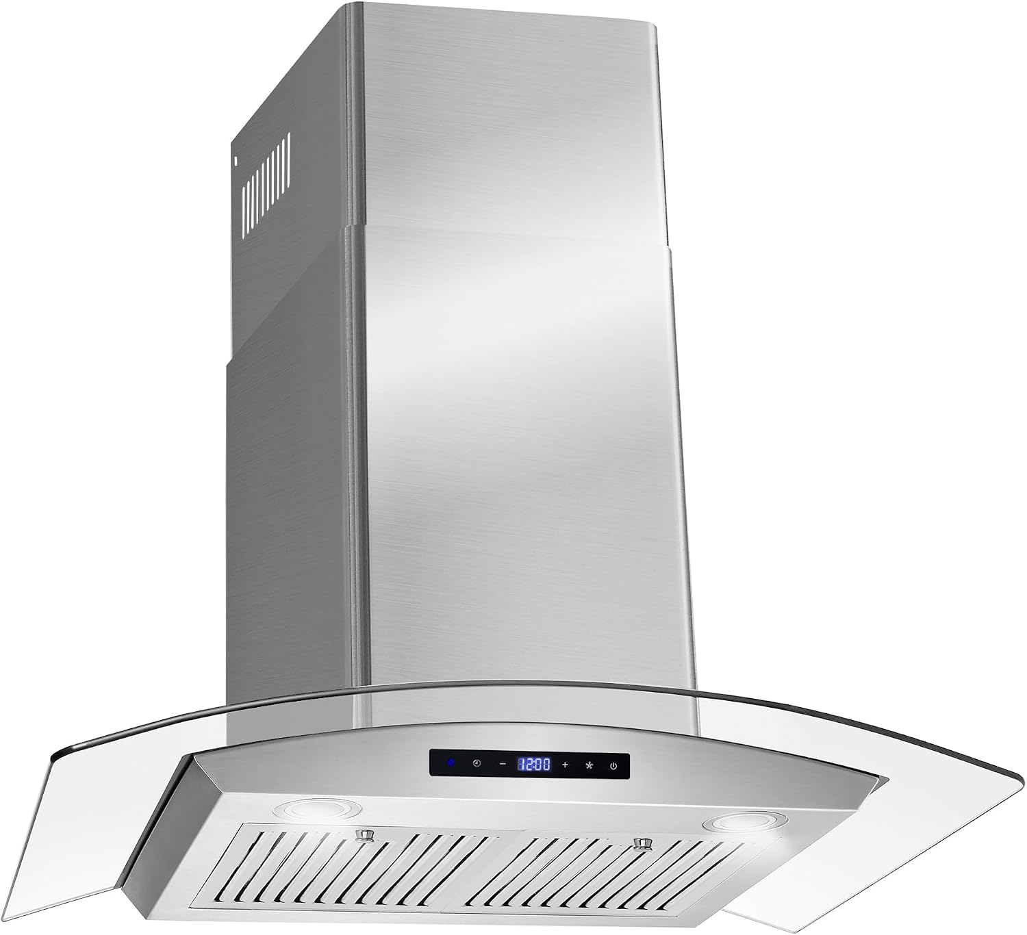 30 in. Vista Coll 380 CFM Ducted Wall Mount Range Hood LED, Stainless Steel | Cosmo COS-668WRCS75 Soft Touch Controls, 3 Fan Speeds, Glass Visor