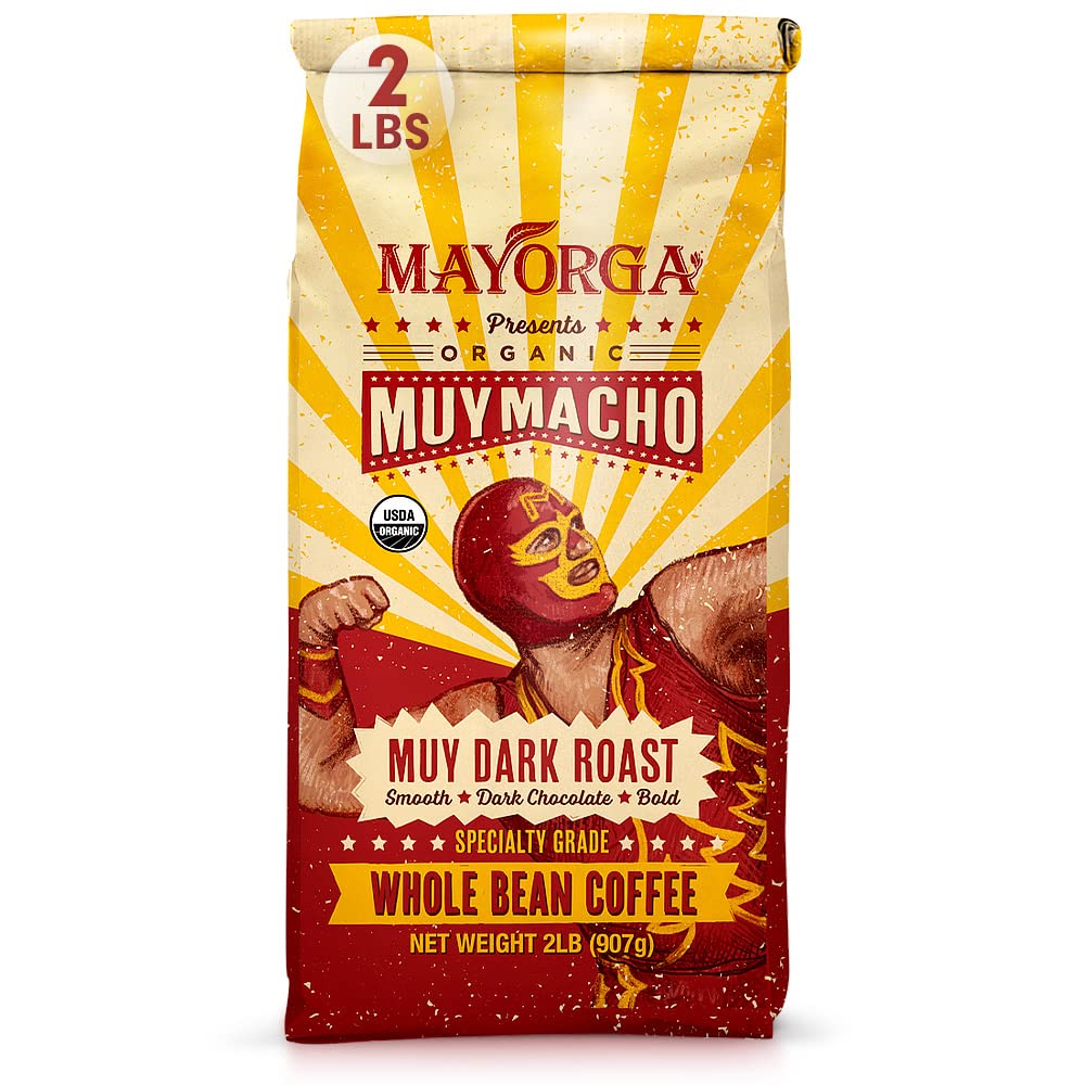 Mayorga Organic Coffee 12oz Cafe Cubano Roast - Dark Roast Whole Bean Coffee Specialty Grade, 100% Arabica, Slow Roasted, Bold and Smooth Flavor with Low Acidity - USDA Organic, Non-GMO, Kosher,