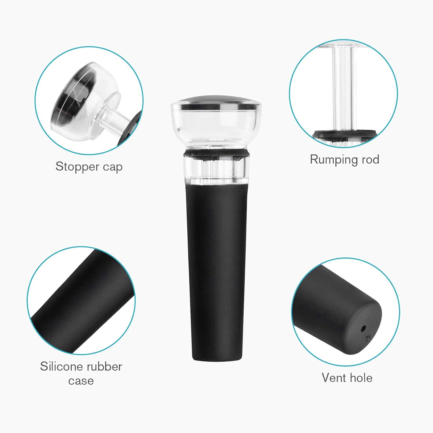 mafiti Set of 4 Wine Stoppers, The Perfect Accessory for Keeping Wine Fresh