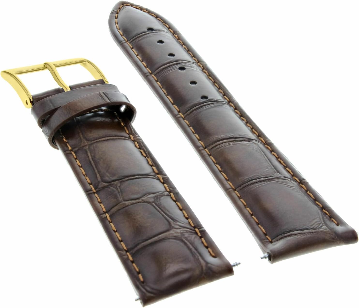 Ewatchparts 19mm Dark Brown Leather Watch Band Replacement Watch Strap Gold Buckle Compatible With Invicta Russian Diver