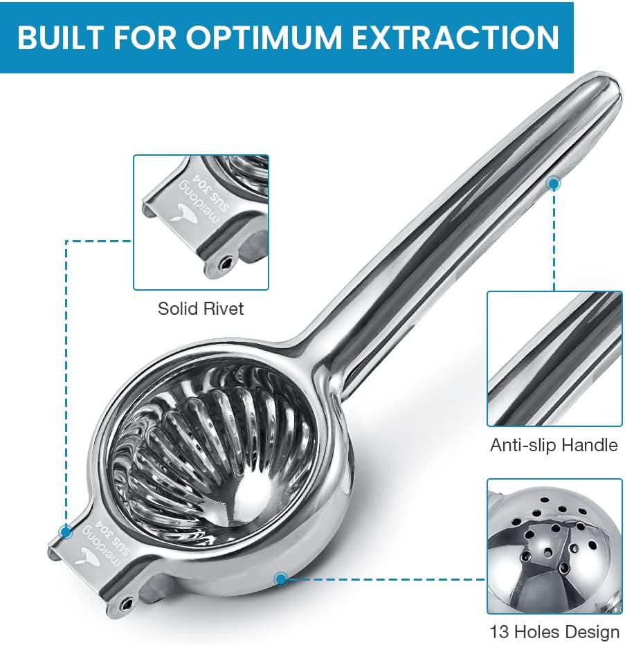 Upgraded Lemon Squeezer Meidong Super Stainless Steel 304 Hand Press Juicer Manual Citrus for Juicing Lemon ＆ Limes, Vegetables