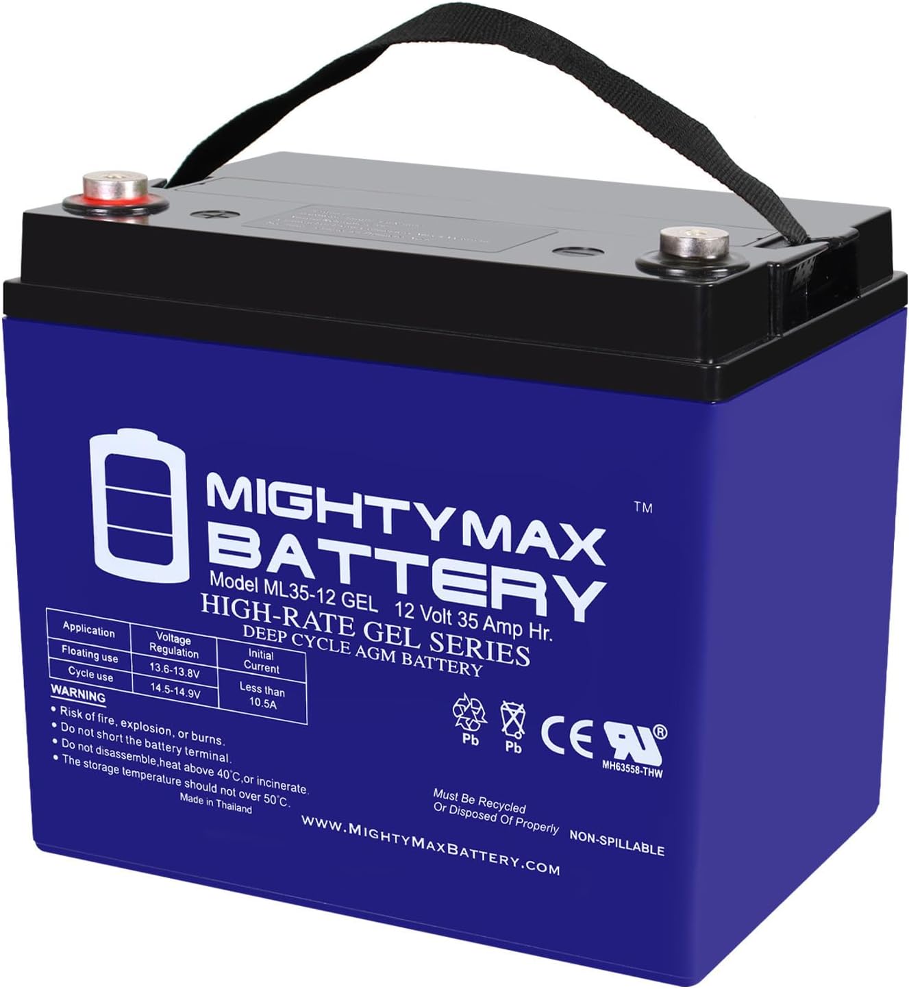 Mighty Max Battery ML55-12 GEL -12 Volt 55 AH, GEL Type, Internal Thread (INT) Terminal, Rechargeable SLA AGM Battery