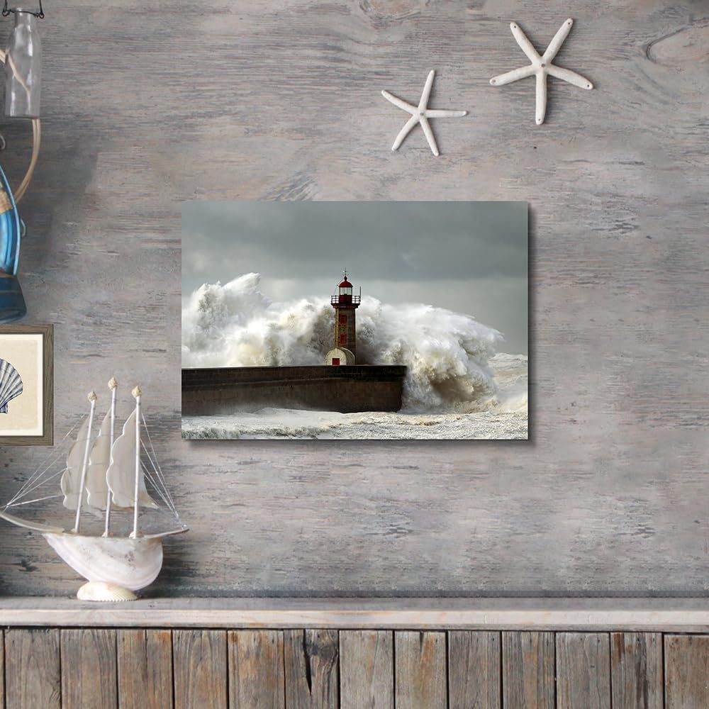 Hardy Gallery Ocean Wave Canvas Wall Art Coastal Decor 16x11 Inch